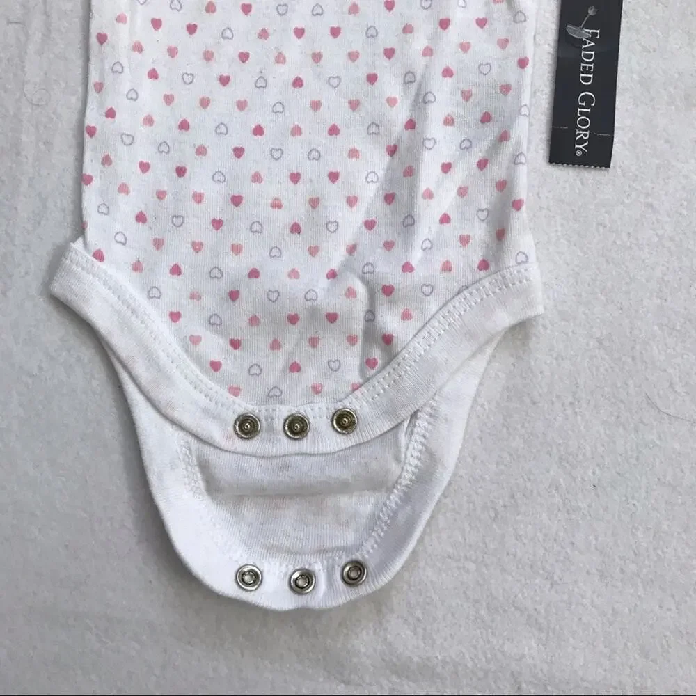 Faded Glory NWT Set of 3 Bodysuit for Girls NB
